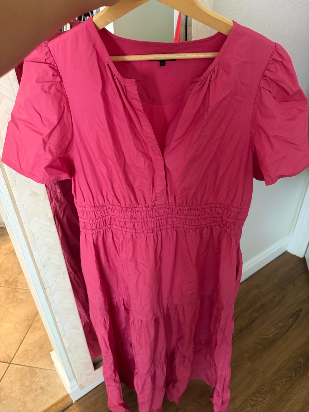 Quince 100% Organic Cotton Poplin Tiered Maxi Dress - Pink - Picture 8 of 11